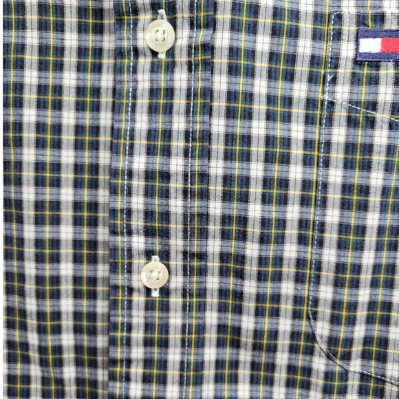 HPTommy Hilfiger Green Plaid Long Sleeve Button Up Vintage Men's Shirt Top - Picture 6 of 15